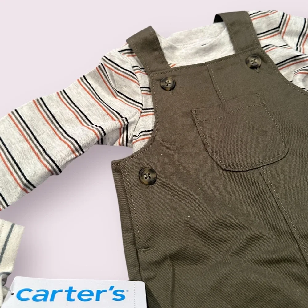 Carter's Baby NWT Overall Outfit Set Stripes Size 3 Mon and 6 Mon